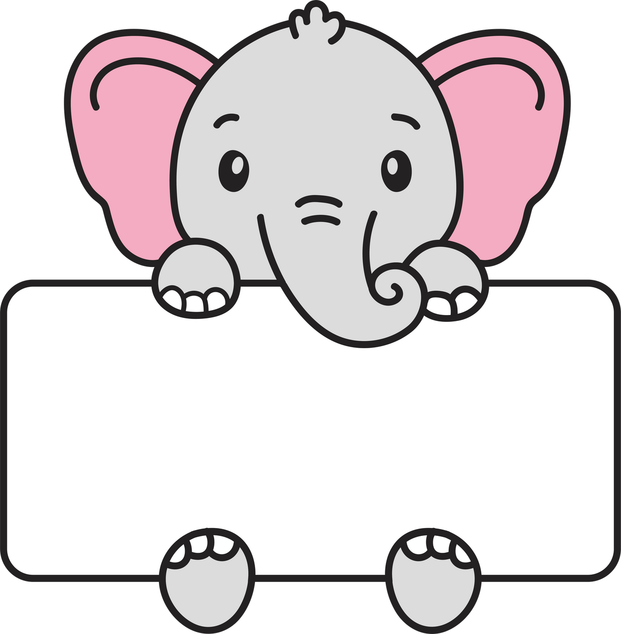 Blank board holding by cute elephant